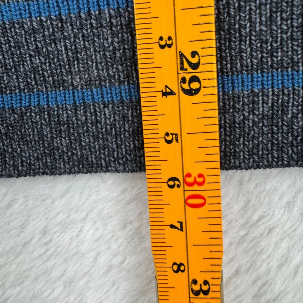 Banana Republic V-Neck Sweater Men XL Tall Gray Blue Striped Merino Wool Baruffa